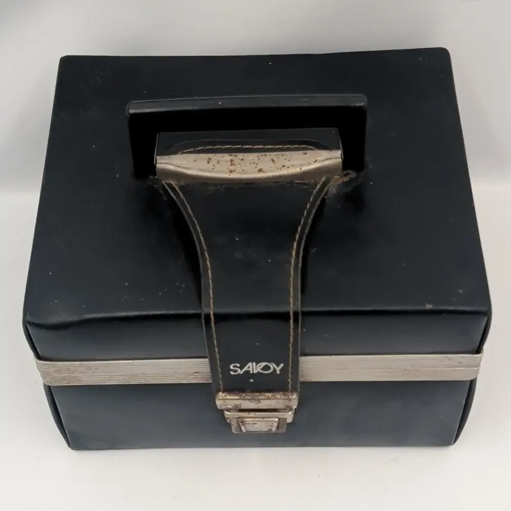 Savoy 8-Track Tape Carrying Case Black Faux Leather Holds 12 VTG 70s